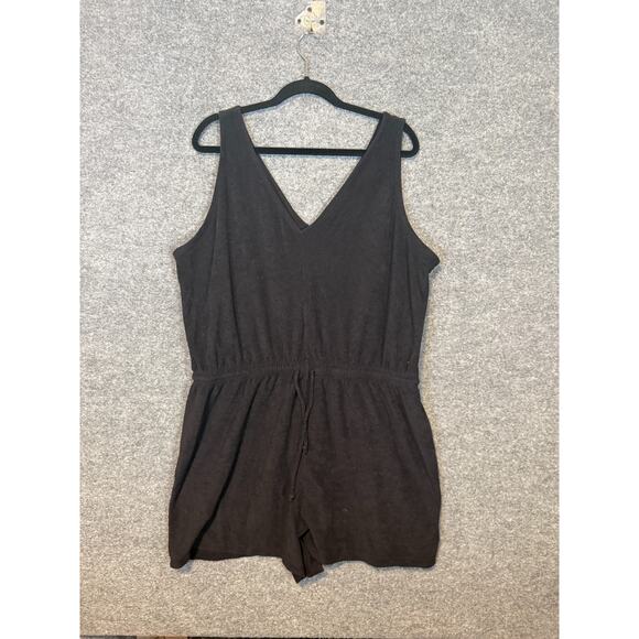 Old Navy Romper Womens 2X XXL Black Sleeveless Vneck Terry Cloth Plus Size - Picture 1 of 7